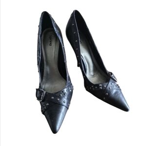 Spring Blackmetallic shoes studs Stiletto Heel, Glam Rock, Size 39